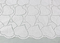 Off White Eyelet Cotton Lace Fabric Leaf Embroidery Patterns For Dresses Blouses