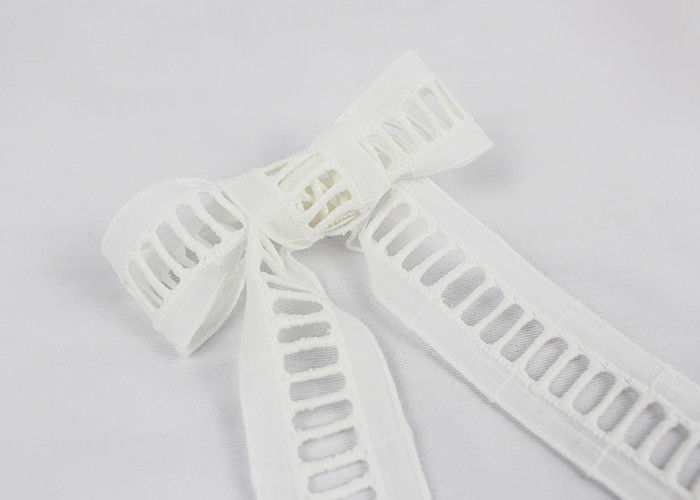 Cotton Floral White Embroidered Lace Ribbon For Ladies Dress Sewing Soft Stretch