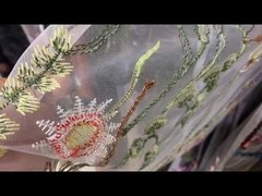 Renkli Tül Kumaş Dantel Yüksek Renk Haslığı 130 cm Nakış