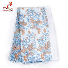 French Luxury Embroidered Lace Fabric / Dress Voile Tulle Lace Fabric Flowers Decoration