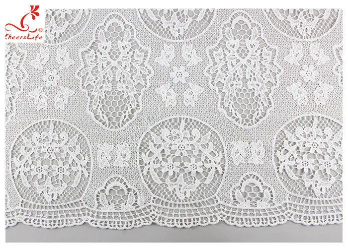 Guipure Embroidered Floral Lace Fabric With Chemical Poly Milk Silk