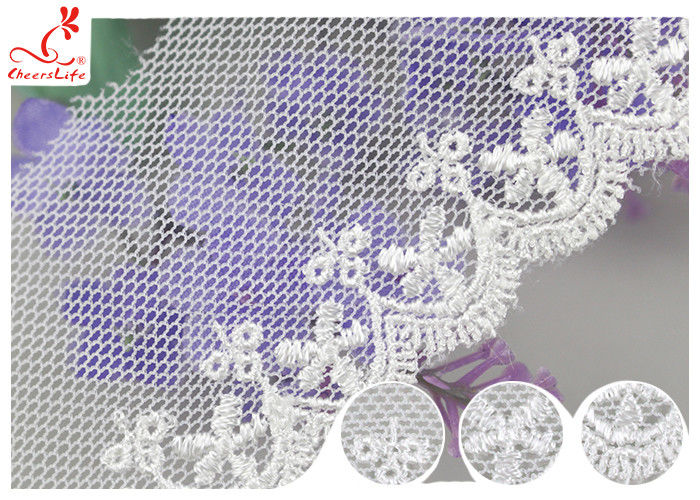 White Width 4CM Mesh Lace Ribbon Embroidery Fabric For Curtain Decoration
